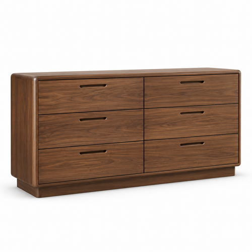 Calen Six-Drawer Dresser - white background, design illustration