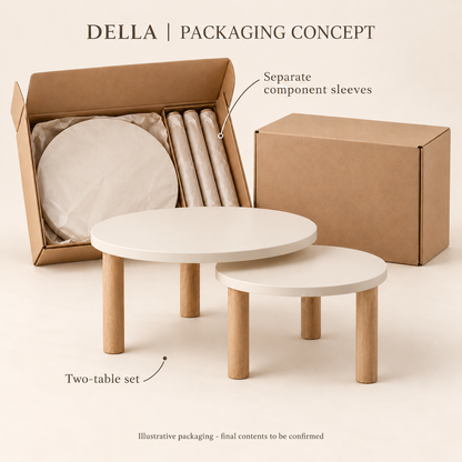 Della Round Nesting Tables - Set of Two - packaging concept, design illustration