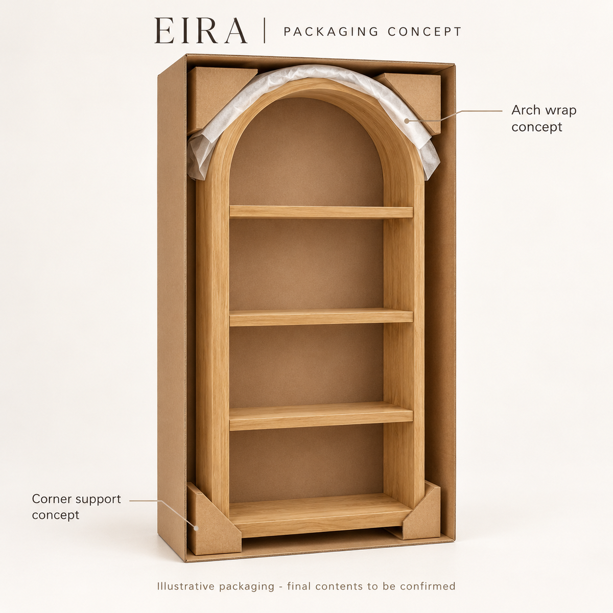 Eira Arched Four-Tier Display Shelf - packaging concept, design illustration